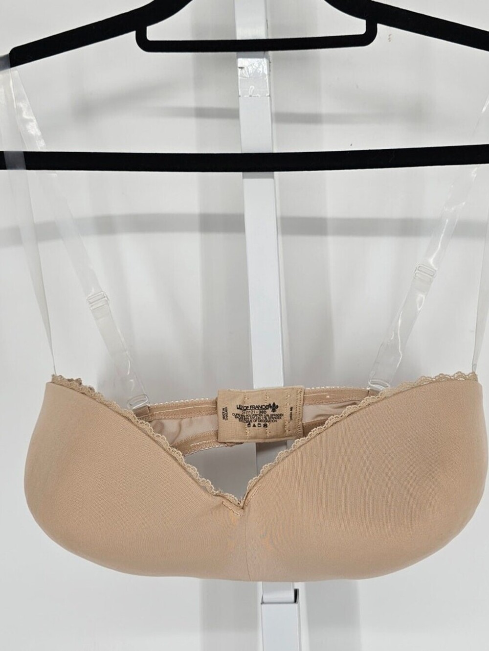Vintage 1990s Lily of France Womens Sz 38D Strapless Padded Bra Beige